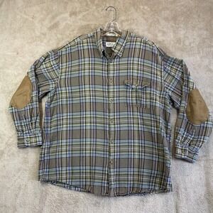 Orvis Men's Flannel Work Shirt/Jacket Green/Blue Plaid • 2XL EUC